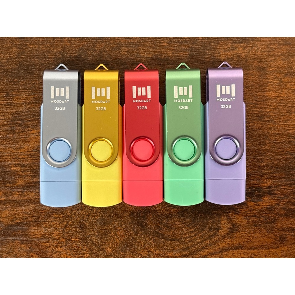 Mosdart 32GB USB 3.0 Flash Drive 5 Pack USB-C Dual Connector Swivel Multi-Color